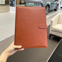 Porte-documents professionnel en cuir PU bleu format A4 avec bloc-notes et porte-klip