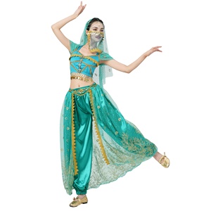 Costume de danse du ventre pour spectacle, déguisement de princesse Jasmine pour Halloween, tenue COS, costume d'anime pour femme adulte, ensemble Aladdin - Product Image 1