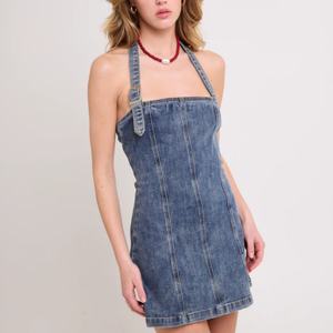 ชุดเดรสยีนส์แบรนด์ใหม่สำหรับผู้หญิง สไตล์ลำลอง เซ็กซี่ Y2k เสื้อสายเดี่ยวเดรสยีนส์วินเทจฟอกสีซีดแบบมินิเดรสยีนส์ - Product Image 1