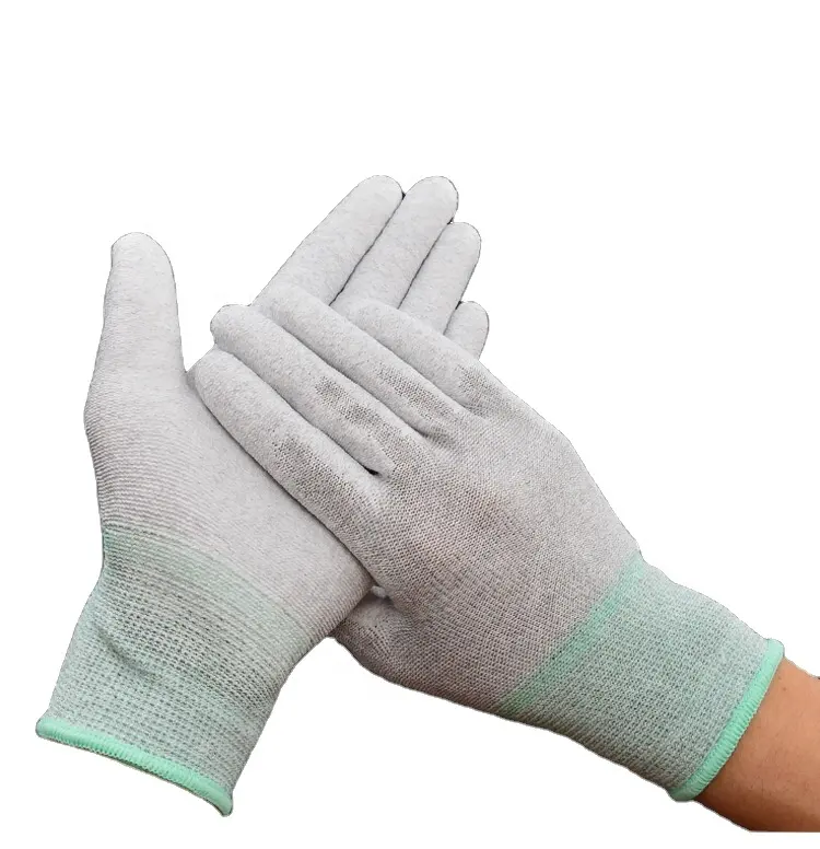 PUコーティングされた洗える溶接作業用手袋カーボンファイバー帯電防止手袋
