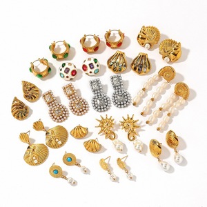 Pendientes Geométricos Retro Europeos Americanos, Chapados en Oro, Forma de Concha, Aleación de Zinc, Joyería de Moda - Product Image 5