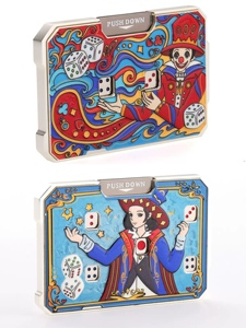 Lucky Flip Dice EDC Fidget Toy, Caja <span class=keywords><strong>de</strong></span> <span class=keywords><strong>Dados</strong></span> Metálica Esmaltada Pintada a Mano, <span class=keywords><strong>Juego</strong></span> <span class=keywords><strong>de</strong></span> <span class=keywords><strong>Dados</strong></span> Coleccionable con Temática <span class=keywords><strong>de</strong></span> Mago y Payaso - Product Image 1