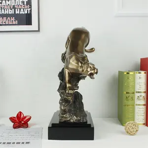 Escultura de Metal moderna 3D para decoración del hogar, estatua de bronce de latón antiguo, tamaño real, Tigre, leopardo, Animal, hecho a medida