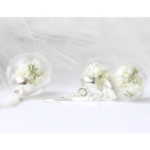 Bijoux de mariage de mode sphère en verre léger <span class=keywords><strong>blanc</strong></span> véritable gypsophile bébé souffle fleur <span class=keywords><strong>ensemble</strong></span> de bijoux de mariée pour mariage - Product Image 2