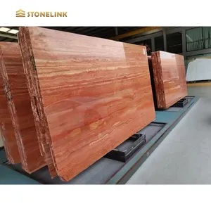 Stonelink Red Travertine Wall Decoration Tiles Red Travertine Stone Slabs For Countertop Table Top