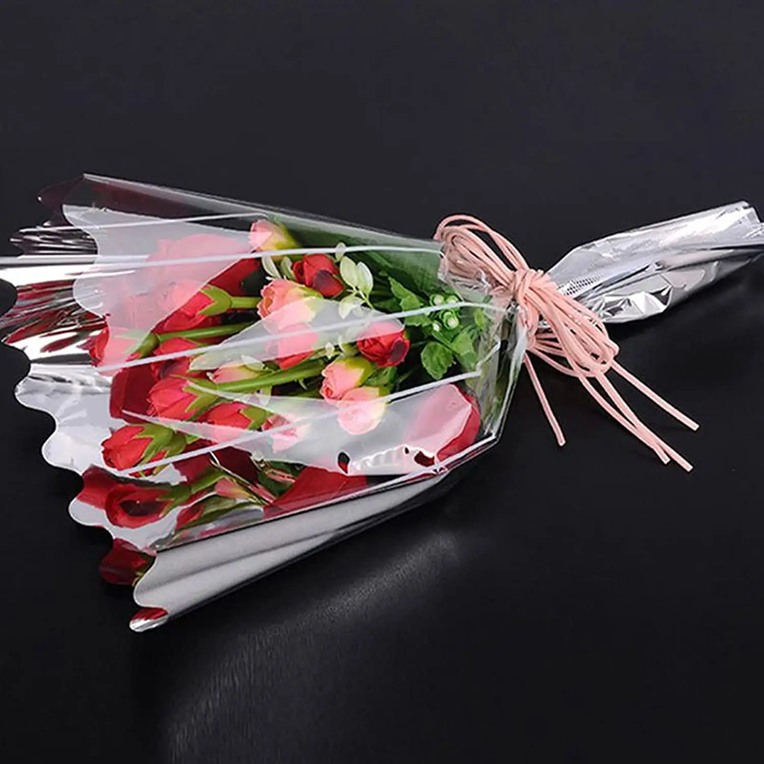 Transparente Blumen Geschenk papier Golden Edge Multiple Rose Verpackungs tasche Blumenstrauß Ärmel tasche Wasserdichte Verpackungs tasche