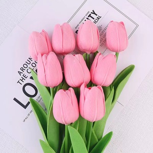 Mini Tulipanes Artificiales de Color Rosa Medio, Decoraciones para Bodas, Adornos para el Hogar, Flores de Seda, Decoración de Plantas - Product Image 3