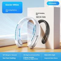 Ventilateur de cou USB pliable moderne et portable amélioré avec batterie 4000 mAh, faible bruit, affichage en anglais - Usage domestique