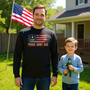 เสื้อยืดแขนยาวลายธงชาติอเมริกันสำหรับคุณพ่อทหารผ่านศึก - Product Image 3