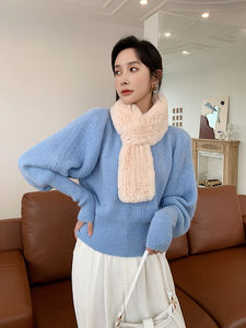 Bán chạy nhất tùy chỉnh mùa đông của phụ nữ lông Khăn Choàng Khăn Choàng đẹp Rex thỏ <span class=keywords><strong>pompon</strong></span> khăn với người đàn ông thực sự của kéo dài lông lựa chọn hàng đầu - Product Image 5