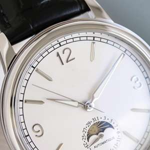 Montre ZS 39 mm de luxe à mouvement mécanique, boîtier en acier inoxydable, cadran en cristal saphir, bracelet en cuir véritable, aiguilles lumineuses, 10 bars - Product Image 3