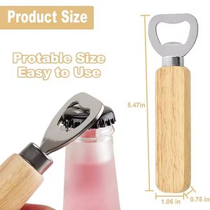 עץ כף יד כבד כבד נירוסטה הברמן נירוסטה פותחן בקבוק עץ ידית ידית בקבוק עבור בר מטבח ביתי או מסעדה - Product Image 3
