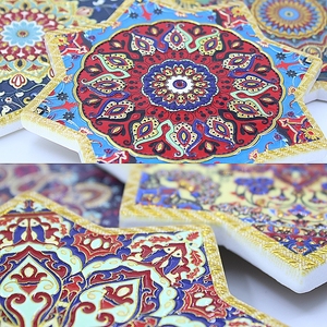 Juego <span class=keywords><strong>de</strong></span> Posavasos con Forma <span class=keywords><strong>de</strong></span> <span class=keywords><strong>Estrella</strong></span> Mandala, Posavasos <span class=keywords><strong>de</strong></span> Cerámica Absorbente con Base <span class=keywords><strong>de</strong></span> Corcho, Posavasos Florales Bohemios <span class=keywords><strong>para</strong></span> Mesa <span class=keywords><strong>de</strong></span> Café - Product Image 4