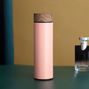 500Ml Logo Business Wood Grain Lid Thermos 17Oz Stainless Steel Cup Tea Portable Cup Vacuum Flask Insulated Water <b>Bottle</b> - Product Image 3