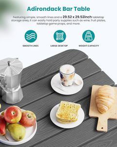 Ngoài trời thanh phân thiết lập adirondack ghế và bảng màu xám cho ban công hoặc kho vật liệu kim loại bền - Product Image 5