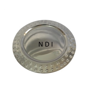 Aperitivos redondeados y servicio de frutas Catering usado para bodas y fiestas de Navidad Diseño de mosaico de acero inoxidable Placa de cargador - Product Image 3