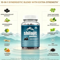 Resina de Shilajit Pura del Himalaya, Extracto de Miel Natural, Musgo Marino, Aceite de Semillas Negras, Suplemento Energético 2000mg, Gomitas de Shilajit Doradas Halal