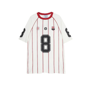 Camiseta Deportiva Informal Unisex de Manga Corta con Estampado de Letras a Rayas Vintage - Product Image 4