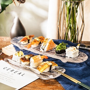 Plato de <span class=keywords><strong>Sushi</strong></span> Rectangular de Cristal Mate Esmerilado, Soplado a Mano, con Borde Irregular, Logotipo Personalizado, Venta al Por Mayor de Fábrica - Product Image 3
