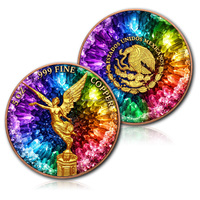 Pièce de monnaie en cuivre pur 99,9 % de 5 oz, modèle Libertad Angel du Mexique, plaquée or, avec relief 3D, en vrac, OEM d'usine