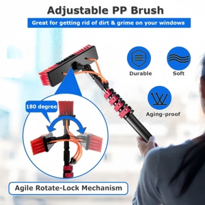 Pannello solare multifunzionale molto funzionale e spazzola per la pulizia dell'asta telescopica in alluminio - Product Image 3