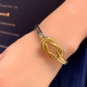 กำไลข้อมือแฟชั่นแบบยูนิเซ็กซ์ สแตนเลสสตีล 316L ชุบทอง PVD ดีไซน์ลายปม ของขวัญ - Product Image 3