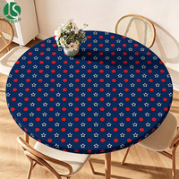 Nappe ronde élastique en PEVA à pois patriotiques et imprimé étoiles pour la fête de l'Indépendance, barbecue en plein air, facile à nettoyer
