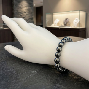 Bracelet en hématite de qualité supérieure, perles polies en forme de sphère, bijoux Feng Shui écologiques pour femmes et hommes - Product Image 3
