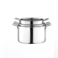 Casserole profonde personnalisée HENGGUANG, 4,56 litres, en acier inoxydable, gris métallique, grande marmite à soupe avec couvercle en verre