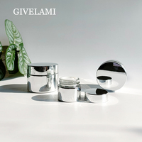 Großhandel 15g/30g/50g silbernes Glas Creme glas mit silbernem Kunststoff deckel Kosmetik behälter für Hautpflege verpackungen