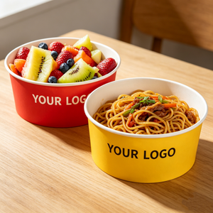 Custom Printing Food Packing <b>Box</b> Salad Bowls Paper Bowl with Lid Eco Friendly Disposable Brown White Kraft Paper Bowl with Logo - Product Image 1