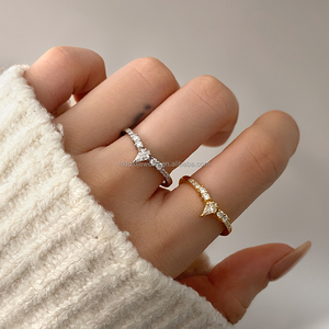 Classic Fashion Gemstone <b>Stack</b> <b>Rings</b> 18K Gold Plated Brass with Moss Agate for Women - Product Image 3