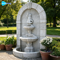 Grande fontaine d'eau commerciale européenne moderne et durable en pierre et marbre beige à niveaux, avec garantie d'un an pour utilisation en extérieur dans les jardins