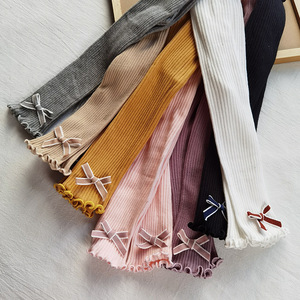 Nuovo Stock spagnolo 100% cotone pettinato neonato costola fiocco doppio aghi per bambini Legging per bambine calze collant calzini - Product Image 1