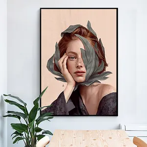 Creativo Anime Alien Girl Canvas Painting Bird Leaf Flowers Butterfly Poster Print Wall Art For Living Room Home Decor