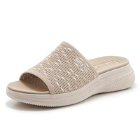 Sandales compensées en cuir PU à bout ouvert pour l'été sandales antidérapantes à semelle souple pour femmes et dames chaussures décontractées de marche en plein air