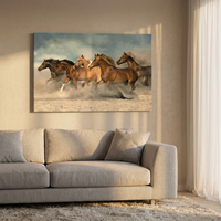 Peintures murales personnalisées d'animaux, 8 chevaux au galop, encre écologique, cadre en alliage d'aluminium de luxe, décoration de bureau et de maison
