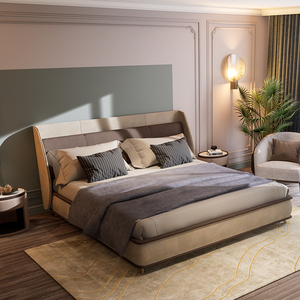 Direct usine Ensemble <span class=keywords><strong>de</strong></span> lit moderne en cuir italien haut <span class=keywords><strong>de</strong></span> gamme hôtel villa Lit double <span class=keywords><strong>de</strong></span> luxe King Size - Product Image 2