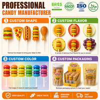 Sucettes gélifiées personnalisées en forme de hamburger, multi-couches, aux fruits, pour la vente en gros aux supermarchés