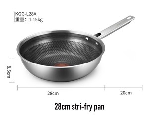 Sartenes Quirúrgicos de <span class=keywords><strong>Acero</strong></span> Inoxidable de 26 cm/28 cm, Sartén de <span class=keywords><strong>Acero</strong></span> Inoxidable 18/8 304 para Frituras para Inducción y Gas - Product Image 6