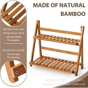 Wooden floor-standing flower stand, multi-layered bamboo <b>succulent</b> plant <b>pot</b> stand, living room indoor balcony flower stand - Product Image 5