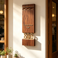Plaque de porte en pierre de travertin naturel, éclairée par LED, durable et luxueuse, pour numéro de maison, personnalisable, pour hôtel, adresse de chambre, décoration