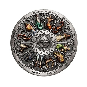 Fan Shu Souvenir Reina británica Signos de 12 Zodíaco Impresión colorida Moneda chapada en plata antigua - Product Image 6