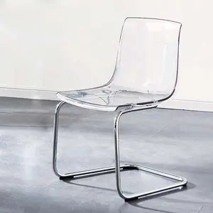 أكريليك حديث شفافة واضحة الطعام كرسي إطار من الاستانلس ستيل كرسي تناول طعام بلاستيك منتصف القرن فيكتوريا كرسي