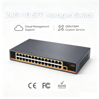 Commutateur Ethernet PoE Gigabit 24 ports, commutateur réseau géré par le cloud avec VLAN QoS pour CCTV, réseau industriel