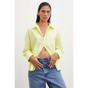 Camisa de Popelina Amarilla con Botones para Mujer, Blusa Informal de Corte Regular para Uso Diario - Product Image 6