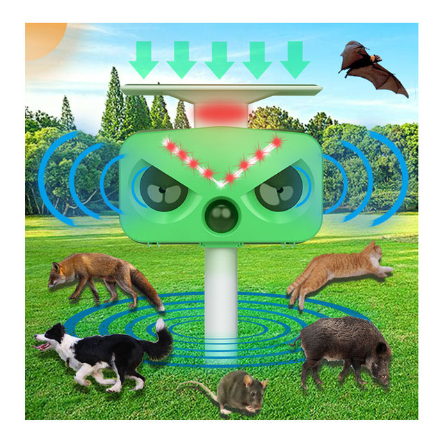 SAIJZEK New Design IP66 Solar Powered Ultrasonic Dog/Bird/Fox/Monkey Marten Repeller ROHS Animal Repeller Effective Cat Repel