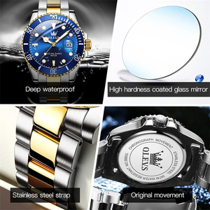 Reloj de Cuarzo para Hombre OLEVS 5885 con Esfera Azul Dorada, Resistente al Agua, con Calendario Completo, de Acero Inoxidable, Moderno - Product Image 6