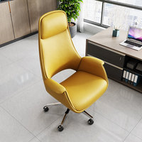 Fauteuil de Direction de Bureau à Domicile Luxueux et Simple en Cuir Véritable, Inclinable, avec Protection Lombaire, Réglable pour une Confortable Utilisation Prolongée