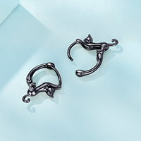 Boucles d'oreilles créoles tendance en forme de chat, en argent sterling 925 plaqué or noir et or rose, mignonnes boucles d'oreilles animales pour femmes, cadeau en gros
